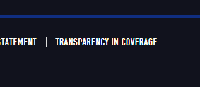 A screenshot of an external link in the footer that says "Transparency in Coverage".