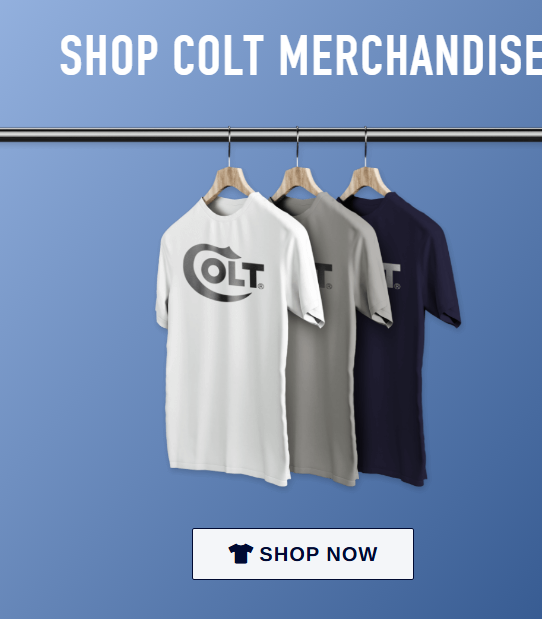 A screenshot of the "Shop Colt Merchandise" call to action and the external link that says "Shop Now".