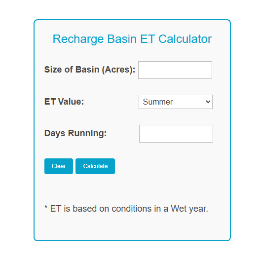 A screenshot of a calculator embed using a light blue heading text and light blue button backgrounds with white text.