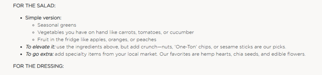 A screenshot of a simple list with a sub-list.