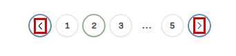 A screenshot of pagination with a Previous chevron, 1, 2, 3, an ellipses, 5, and a Next chevron.