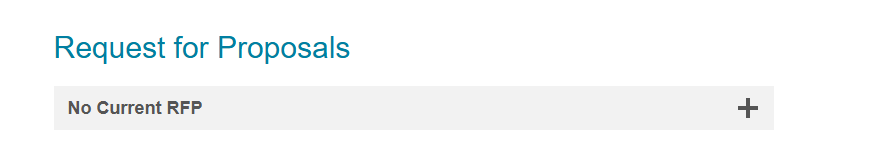 A screenshot of a collapsed accordion titled "No Current RFP".