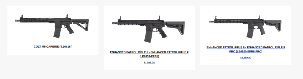 A screenshot of 3 items in a product catalogue.