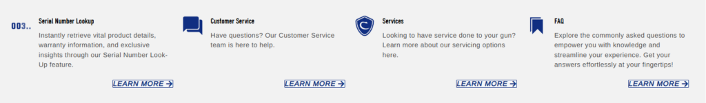 A screenshot of 4 sections, each with a "Learn more" link.