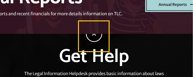 A screenshot of the end of a page depicting a back to top button being partially obscured by the page content.
